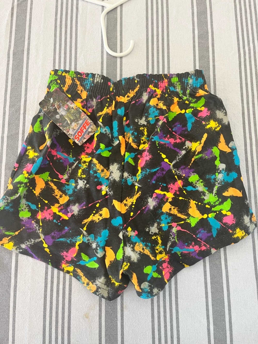 Vintage Limited Edition Soffe Black Athletic Shorts with Neon Paint Splatter - Picture 4 of 5